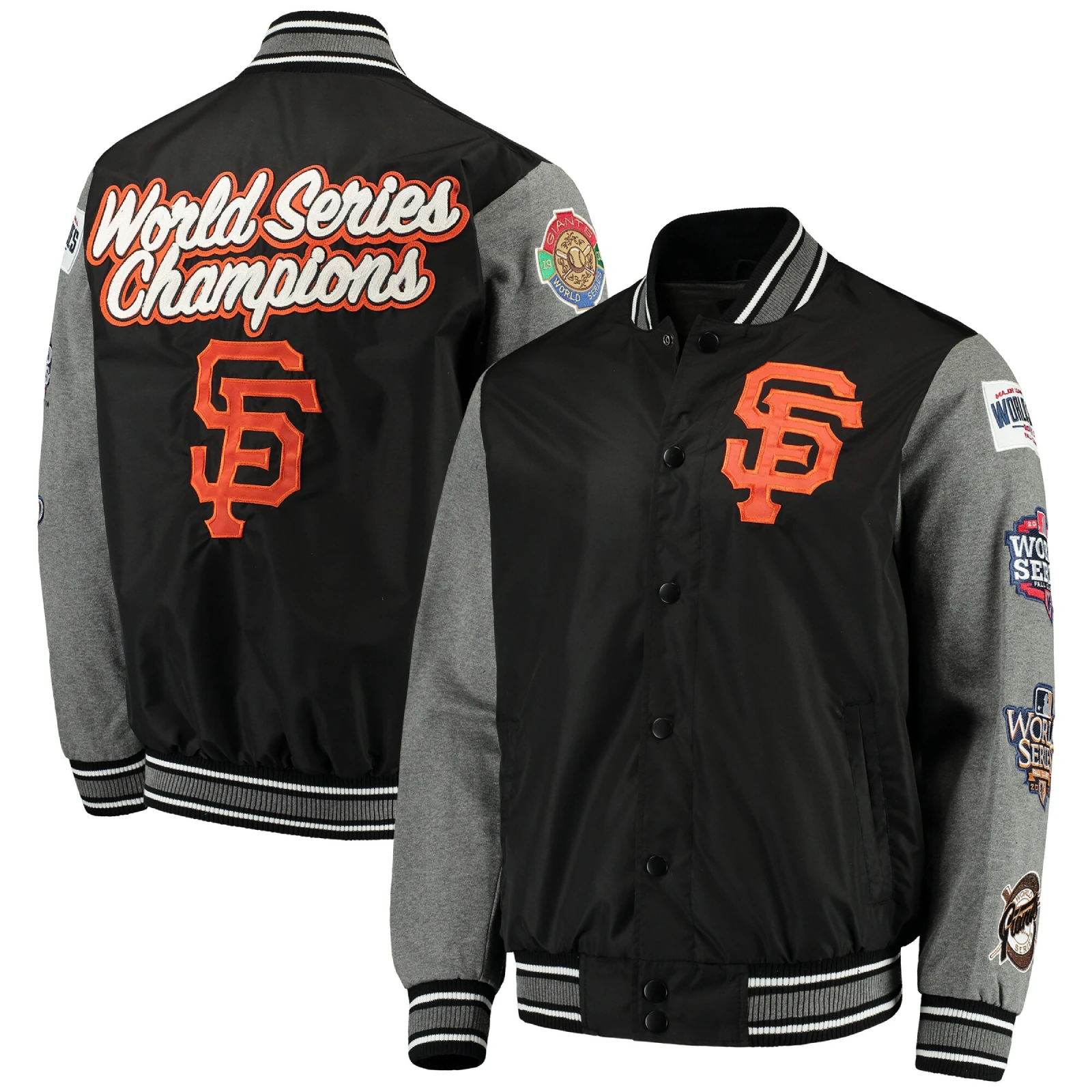 San francisco giants franchise black gray wool varsity jacket 4