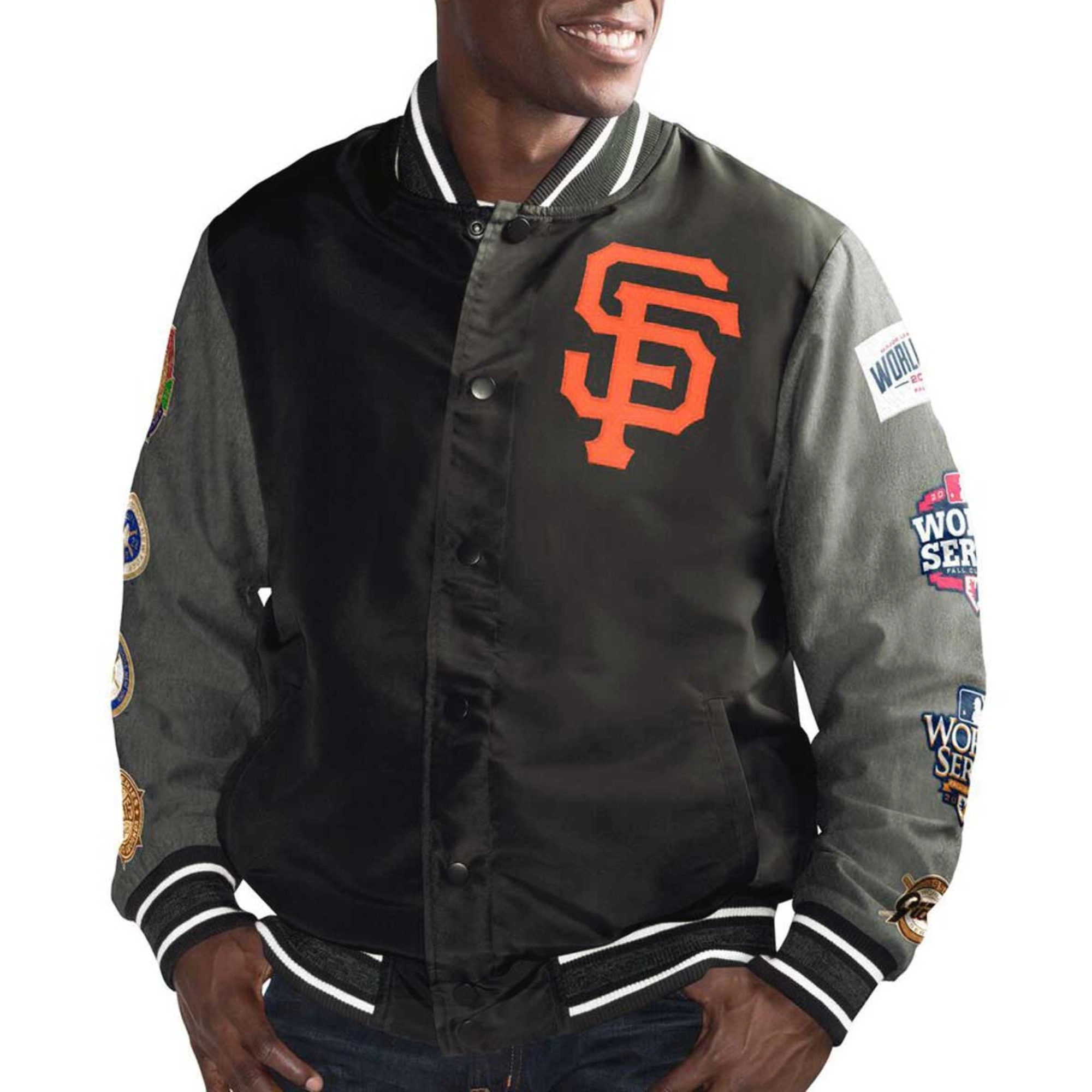 San francisco giants franchise black gray wool varsity jacket 5