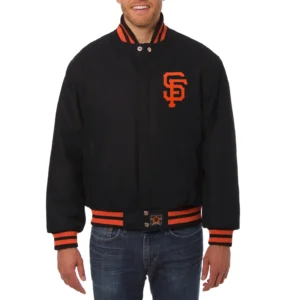 San francisco giants handcrafted logo wool jacket black 1
