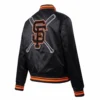 San francisco giants mashup full snap womans satin varsity jacket black 3