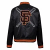 San francisco giants mashup full snap womans satin varsity jacket black 4