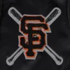 San francisco giants mashup full snap womans satin varsity jacket black 5