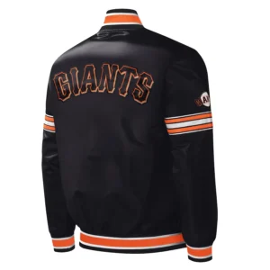 San francisco giants midfield full snap satin varsity jacket black 3