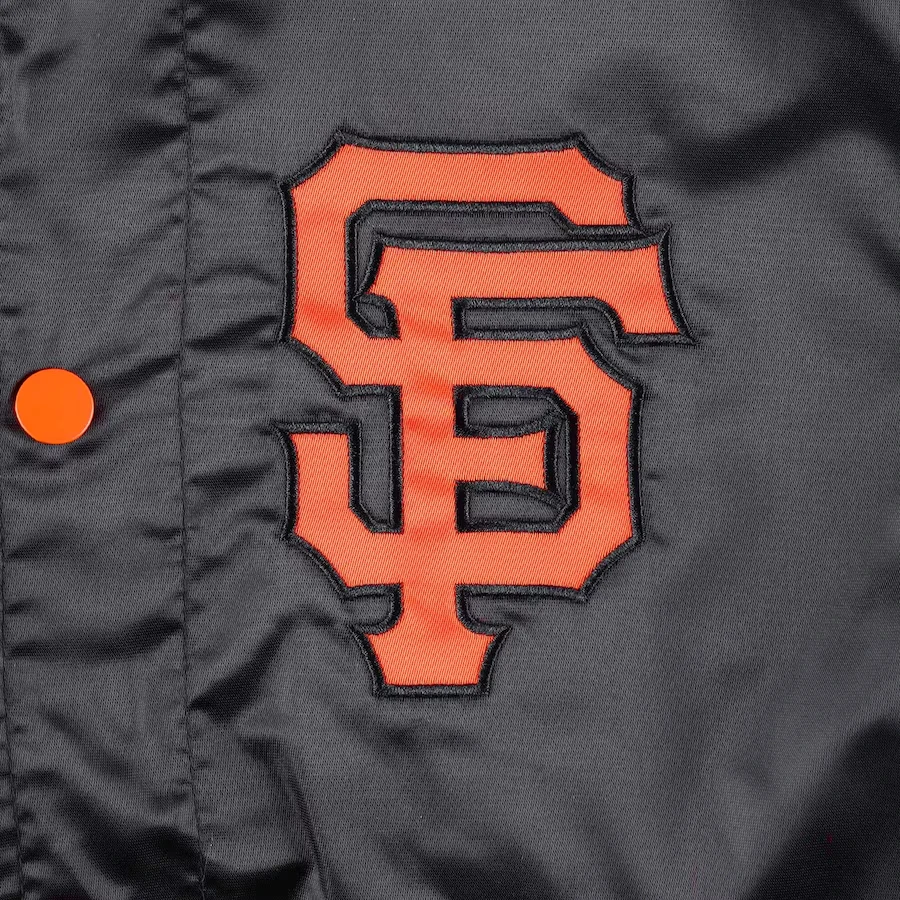 San francisco giants midfield full snap satin varsity jacket black