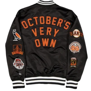San francisco giants ovo x new era full snap twill satin jacket