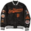 San francisco giants ovo x new era full snap twill satin jacket black