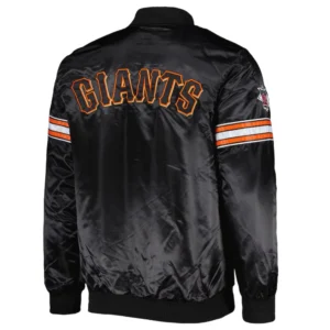 San francisco giants pick roll full snap satin varsity jacket black 1