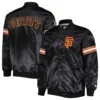 San francisco giants pick roll full snap satin varsity jacket black 3