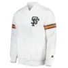 San francisco giants power forward full snap satin varsity jacket white 1
