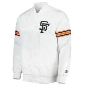 San francisco giants power forward full snap satin varsity jacket white 1