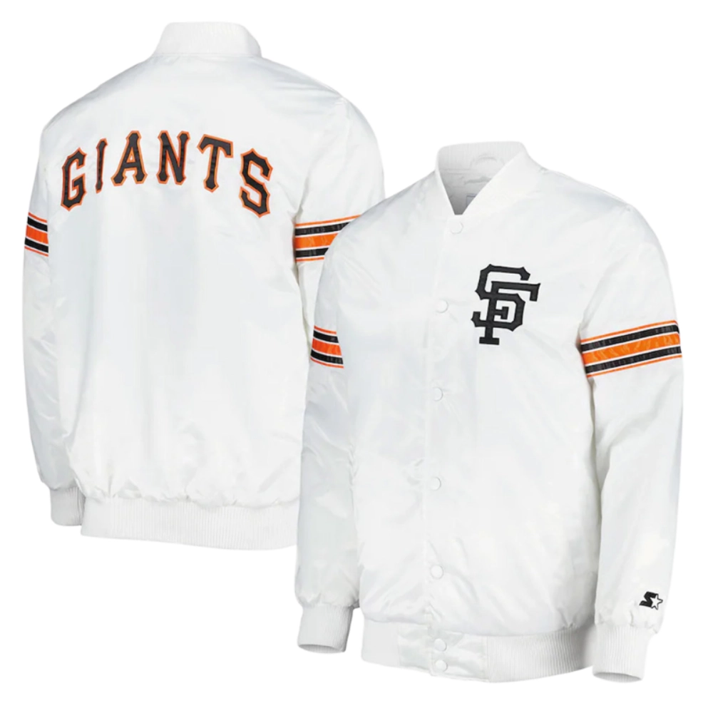 San francisco giants power forward full snap satin varsity jacket white 2