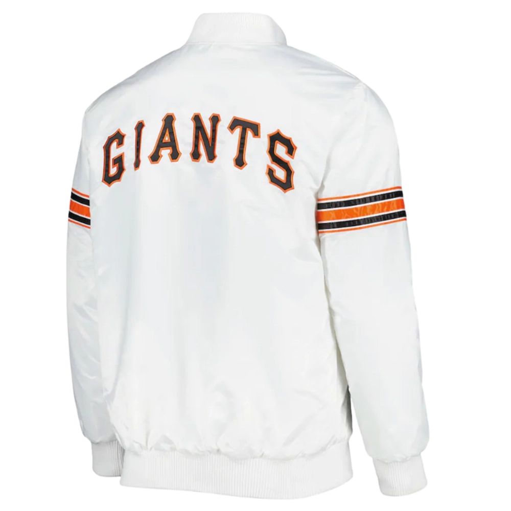 San francisco giants power forward full snap satin varsity jacket white 3