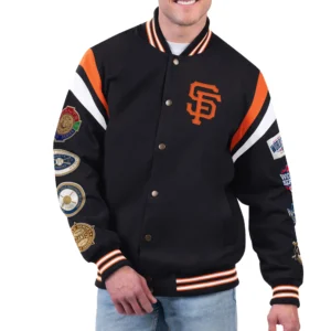 San francisco giants quick full snap varsity jacket black 1