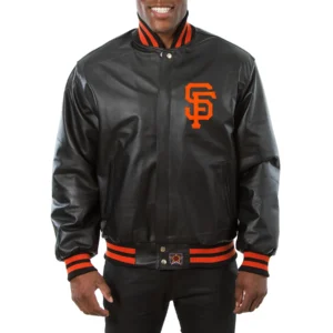 San francisco giants real leather varsity jacket black 1