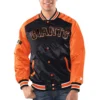 San francisco giants renegade satin varsity jacket black orange 1