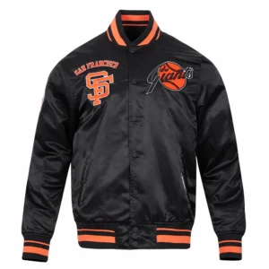 San francisco giants retro classic full span satin varsity jacket black
