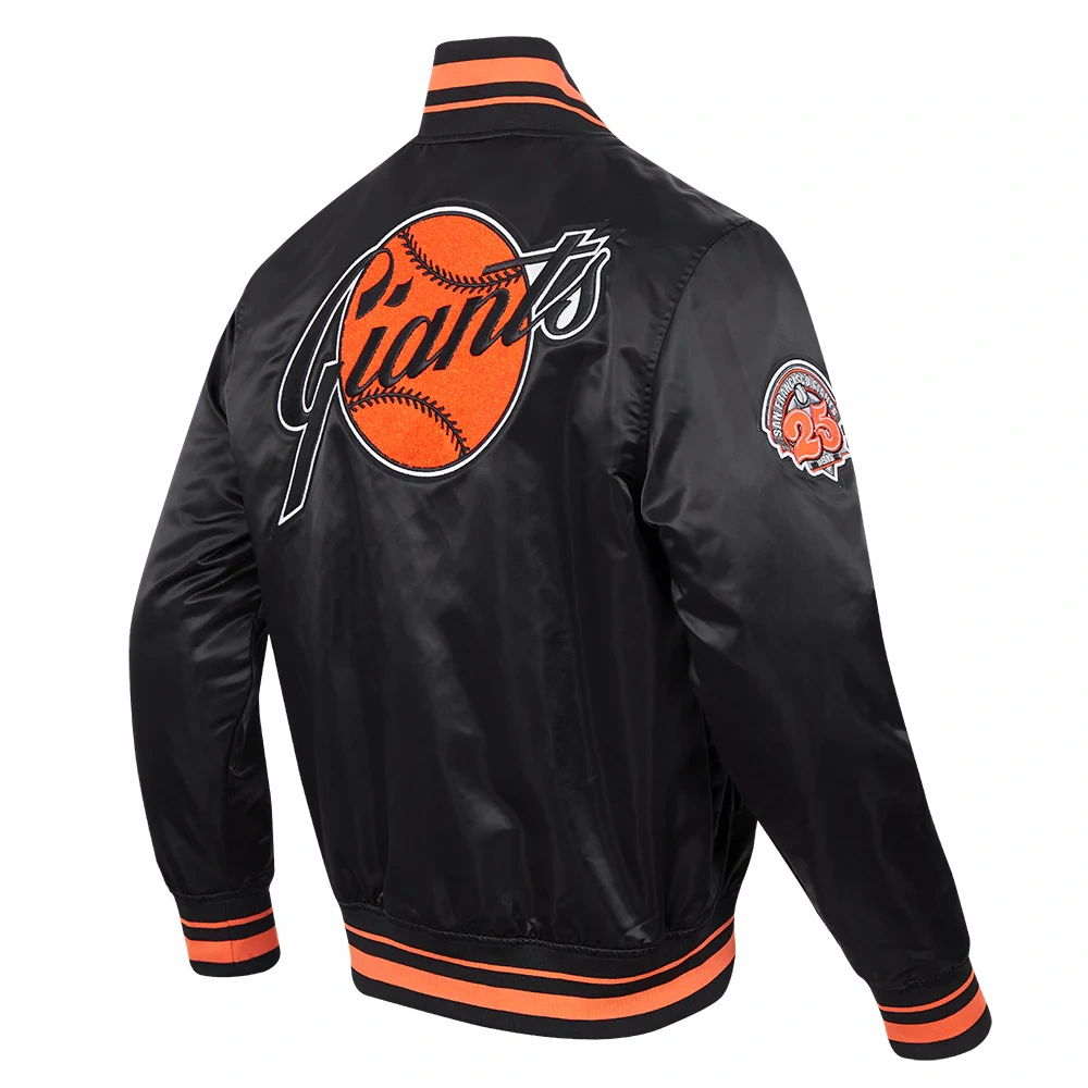 San francisco giants retro classic satin varsity jacket black 3
