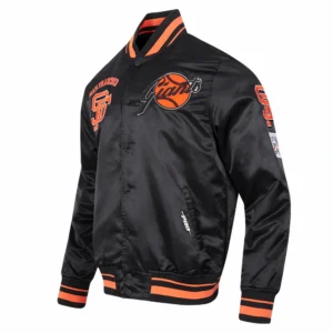 San francisco giants retro classic satin varsity jacket black 6