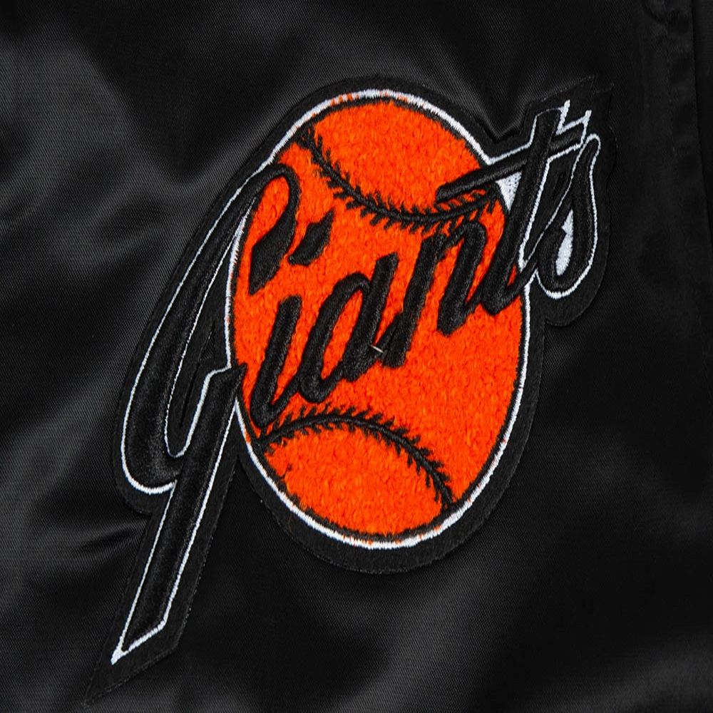 San francisco giants retro classic womens full span satin varsity jacket black 5