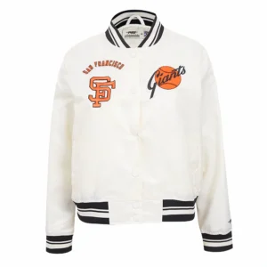 San francisco giants retro classic womens full span satin varsity jacket white 4 1