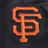 San francisco giants script tail womens full snap satin varsity jacket black