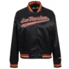 San francisco giants script tail womens full snap satin varsity jacket black 5