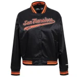 San Francisco Giants Script Tail Women's Black Satin Jacket