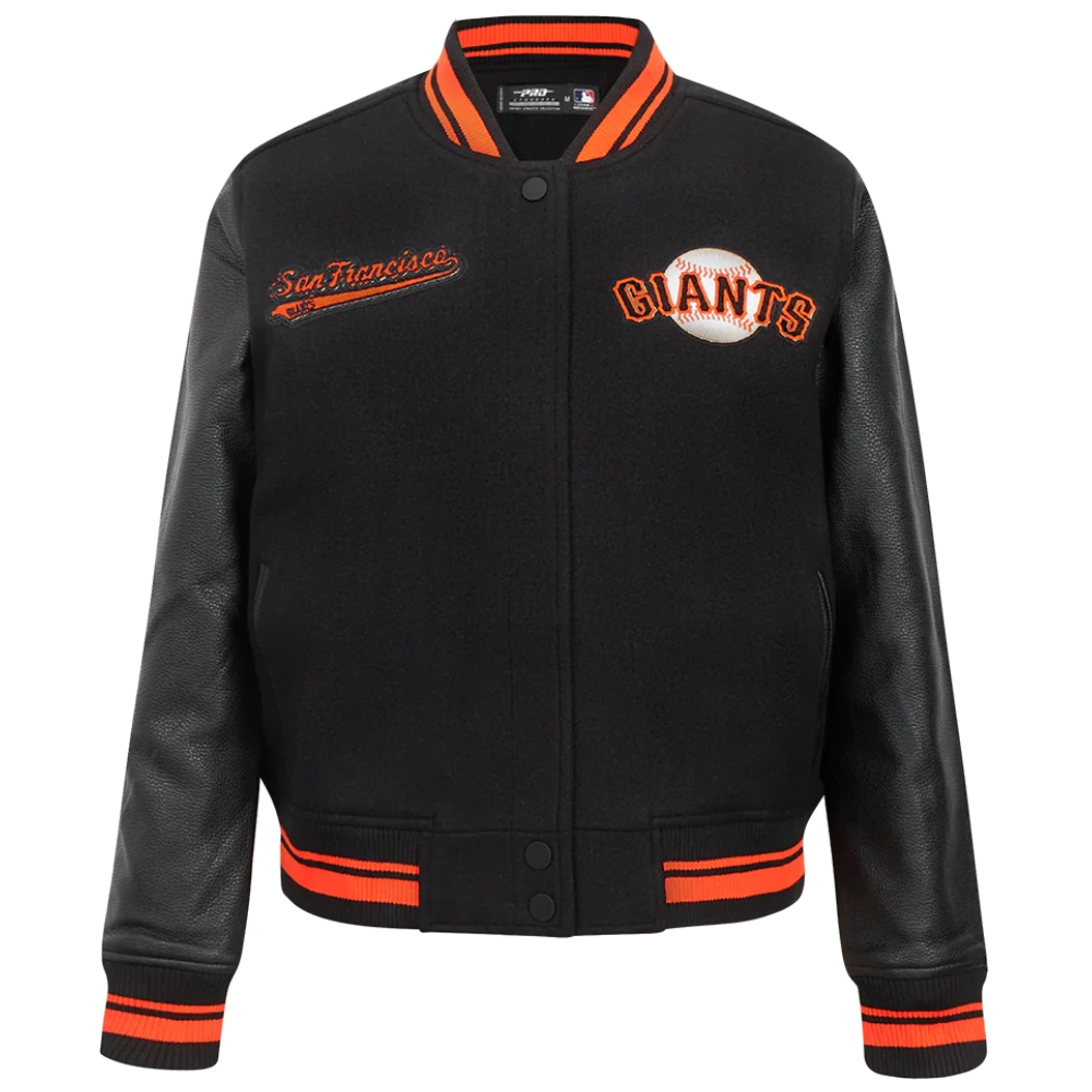 San francisco giants script tail womens wool leather varsity jacket 2