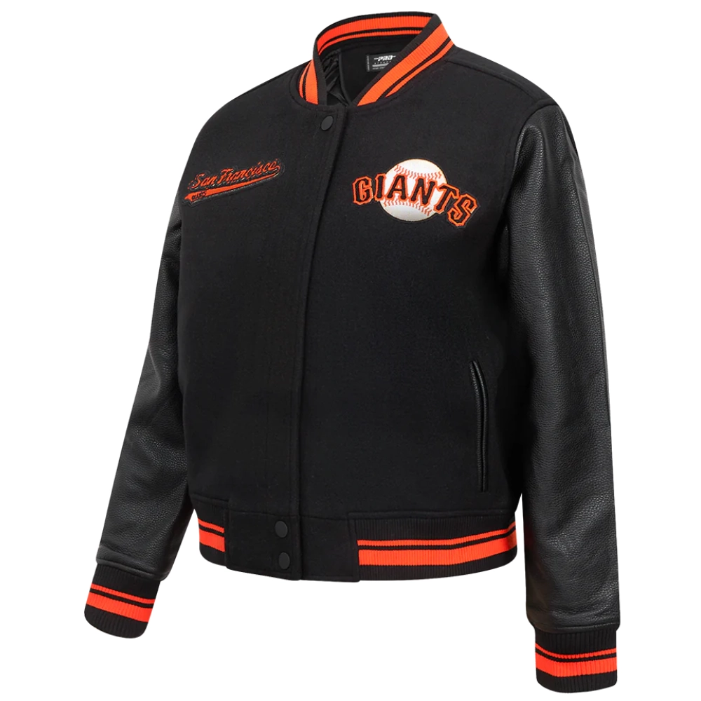 San francisco giants script tail womens wool leather varsity jacket 3