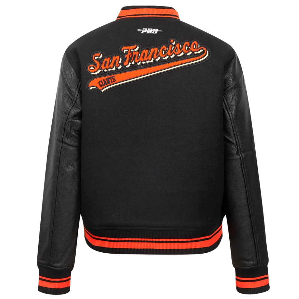 San francisco giants script tail womens wool leather varsity jacket 4