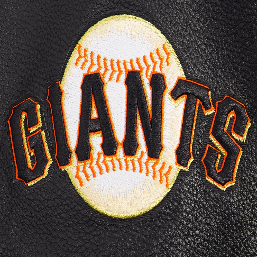 San francisco giants script tail wool leather varsity jacket white black 1