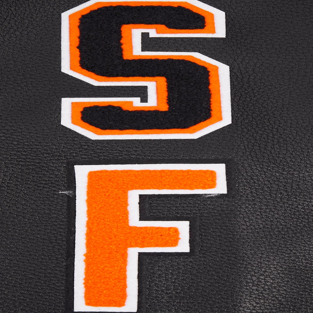 San francisco giants script tail wool leather varsity jacket white black 2