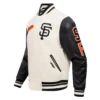 San francisco giants script tail wool leather varsity jacket white black 5