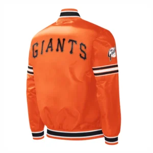 San francisco giants slider full snap satin varsity jacket orange 1