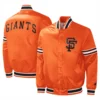 San francisco giants slider full snap satin varsity jacket orange 2