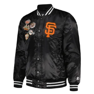 San francisco giants starter patch satin varsity jacket black 1