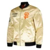 San francisco giants team og 20 full zip satin varsity jacket gold 1