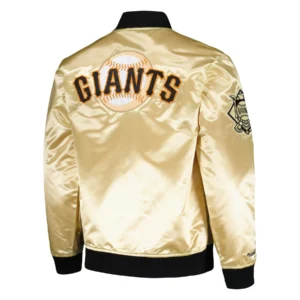 San francisco giants team og 20 full zip satin varsity jacket gold 2