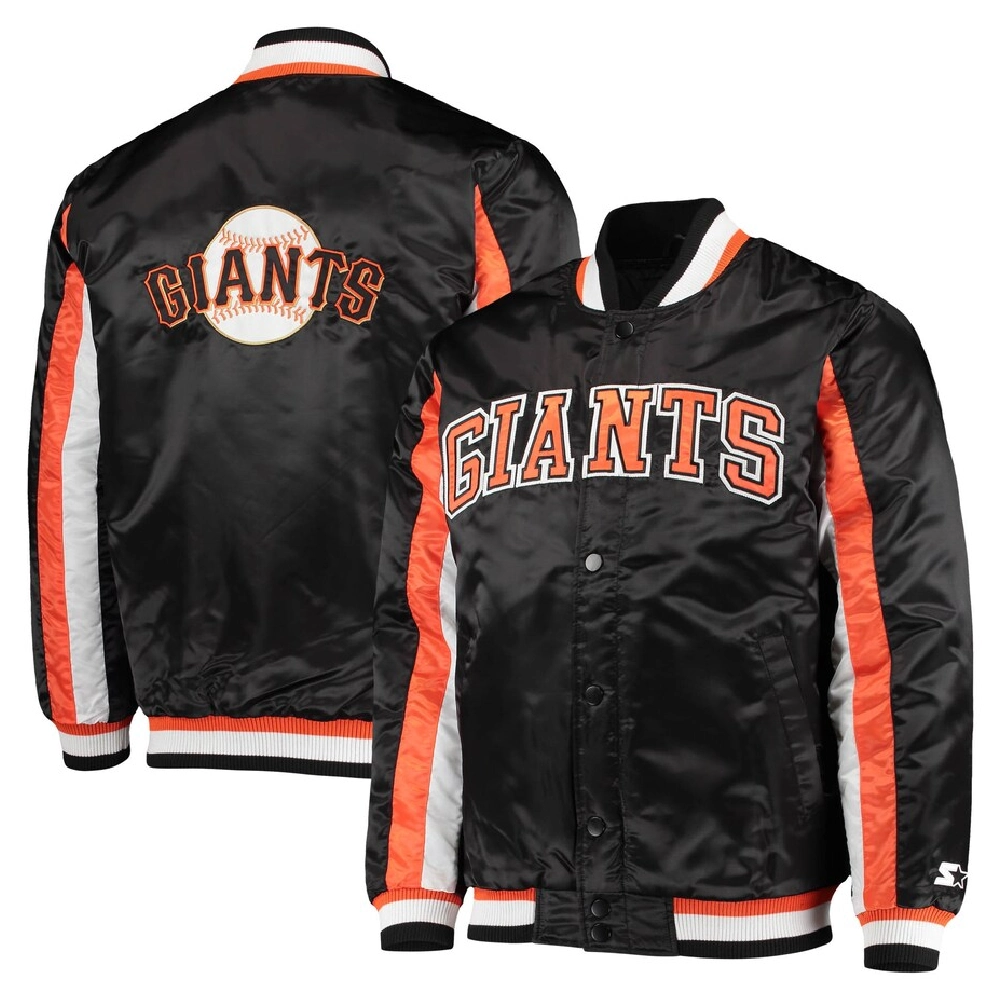 San francisco giants the ace satin varsity jacket black 2