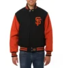 San francisco giants two tone handcrafted logo wool jacket black orange 1