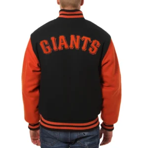San francisco giants two tone handcrafted logo wool jacket black orange 2