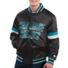 San jose sharks home game satin varsity jacket black 1