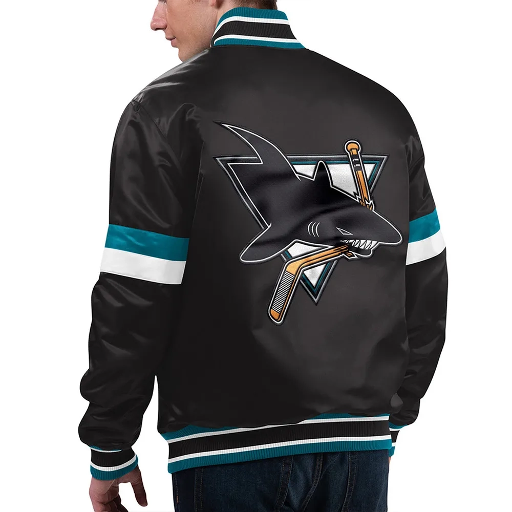 San jose sharks home game satin varsity jacket black