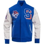 Savannah State Tigers Classic Blue Wool/Leather Jacket