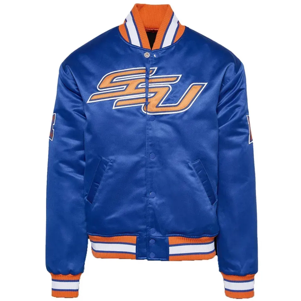 Savannah state tigers remix classic satin varsity jacket