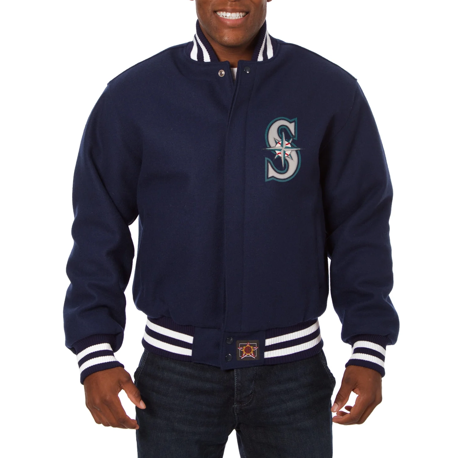 Seattle mariners handcrafted logo wool jacket navy 1