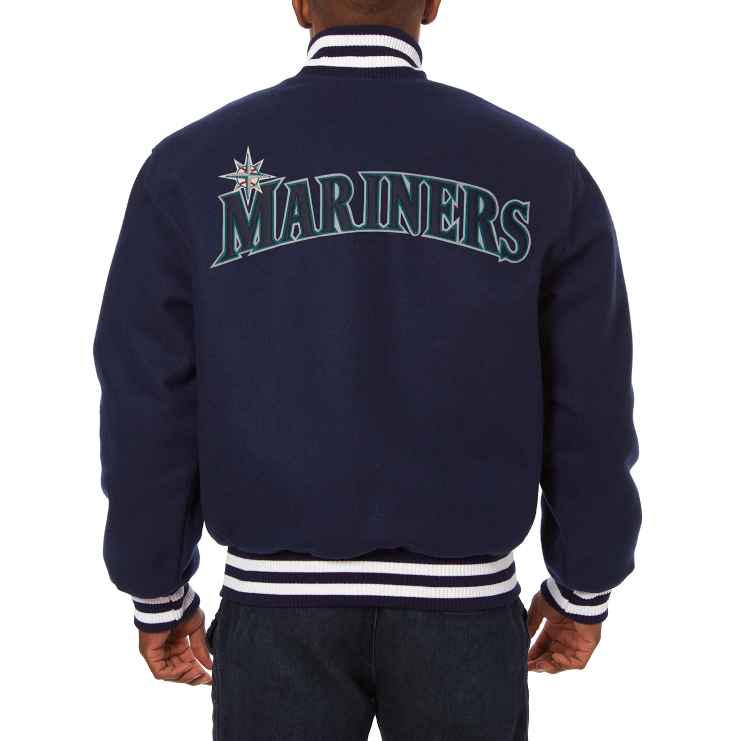 Seattle mariners handcrafted logo wool jacket navy 2