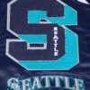 Seattle mariners mashup full snap satin varsity jacket navy 5 1