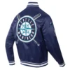 Seattle mariners mashup full snap satin varsity jacket navy 6 1