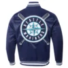 Seattle mariners mashup full snap satin varsity jacket navy 7 1